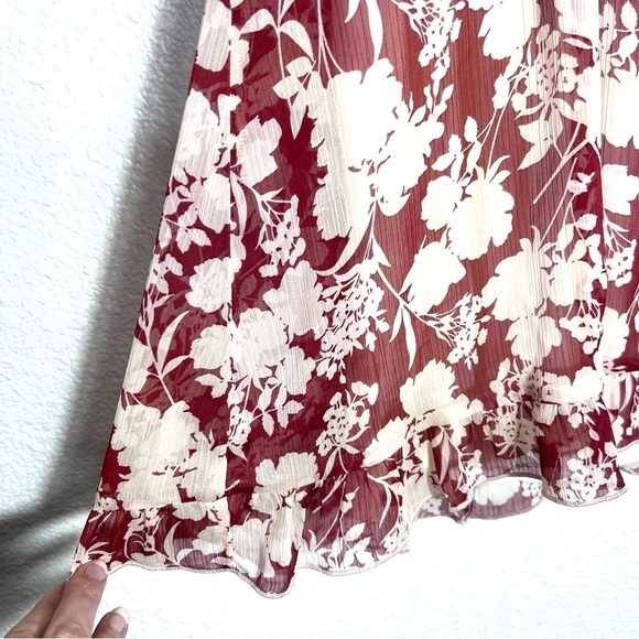 By Together Ruffle Long Sleeve Mini Dress Red and Cream Size Small New With Tags - Picture 3 of 8